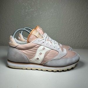 Saucony Womens Jazz Running Shoes Pink Beige Sneakers Athletic Lace Up 7.5